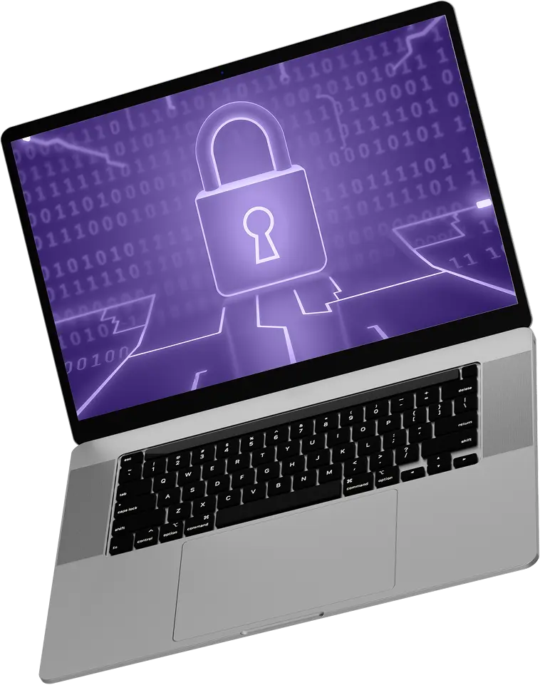 Notebook exibindo um cadeado de segurança